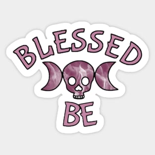 Triple Goddess Skull Blessed Be Purple Flame Sticker